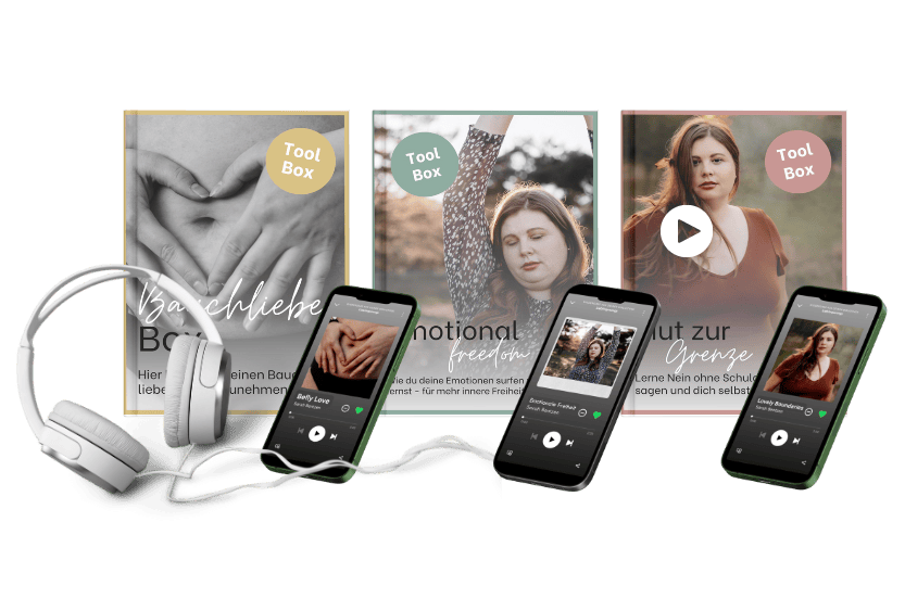 3 Tool Boxen: Belly Love, Lovely Boundaries und Emotional Freedom Mockup by Sarah Bentzen (Selbstliebe, Körperakzeptanz und intuitive Ernährung)