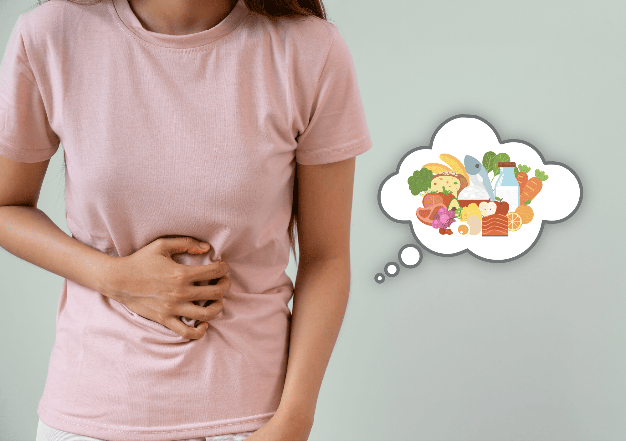 Frau mit Hunger fasst sich an den Bauch