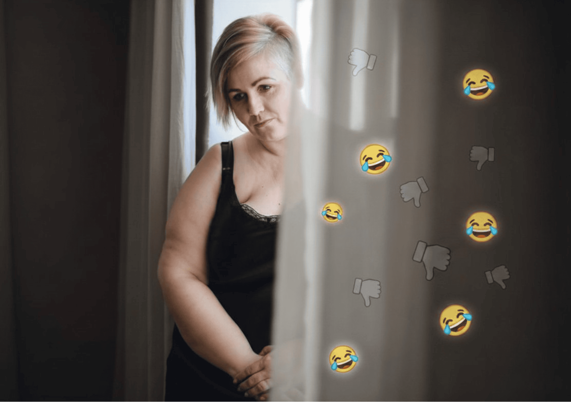 Frau wirkt nachdenklich durch Bodyshaming und verletzende Reaktionen in sozialen Medien